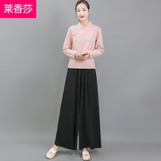 중국식 공연복 여성 클래식 에스닉 차이나 부처님 여성의류 면린넨 차 유니폼 요가복 수행 거사복 중국 한복 면 린넨세트