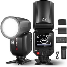 NEWER Z2C 2.4G TTL 원형 헤드 플래시 캐논용 라이트 업그레이드 UI 조정 가능한 모델링 램프 2개 TTLM 퀵 스위치 TCM 키 76W 스피드 18000s HSS, Z2-N, Z2-N