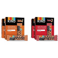 KIND Bars 땅콩 버터 다크 초콜릿 8g 단백질 글루텐 프리 바 1.4 온스 24 개 & 바 다크 초콜릿 체리 캐슈 + 산화 방지제, 1, 단일옵션