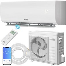 molli 9000 BTU 분할 에어컨 23 SEER2 115V AC 난방 시스템 와이파이 활성화 히트 펌프 세척 가능 필터 설치 키트 방을 최대 400제곱피트까지 냉각합니다