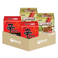 농심 신라면 5p x 2개 + 짜파게티 5p x 2개 세트, 1박스