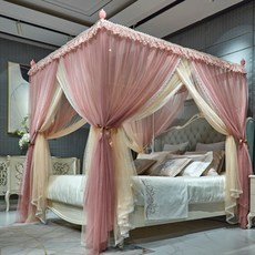 북유럽커튼침대캐노피모기장커튼사각공주풍