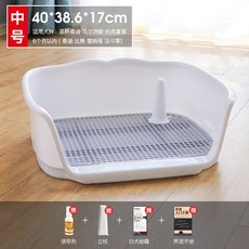 강아질 화장실 벽토일렛 3면, 중형, 화이트 그레이
