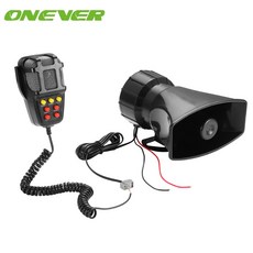 Onever 자동차 알람 경적 12 v 100 w 자동차 사이렌 차량 경적 마이크 pa 스피커 시스템 7 톤 시끄러운 보안 알람|트위터|, 1개, 단일, 단일