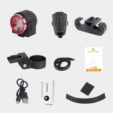 LED 고휘도 경고 자전거 테일 라이트 USB 충전 방수 브레이크 센서 도난, 01 A8, 1개