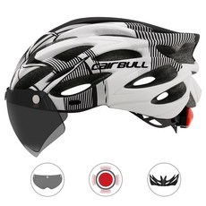 케어블 자전거 헬멧 성인용 고글 헬멧, 화이트+블랙