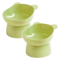 곰돌이 베이 키높이 멍그릇 (2P) 강아지 고양이 높은식기 밥그릇 물그릇 세트 귀여운, 1개, 올리브(2P)