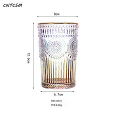 CNTCSM 유러피안 엠보 글라스 금테 썬플라워 물컵 주스컵 로마자 빈티지 와인잔 위스키잔, 250-350마라, 프놈펜 칠색 고급스러운