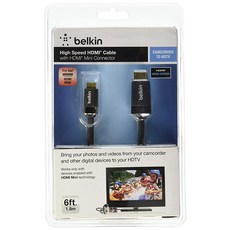 Belkin HDMI미니 HDMI 고속 케이블 6피트 미니 포트가 있는 지원 장치 2.0/4K 호환 가능 6207030029