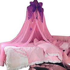침대보 커튼 모기장 스타 소녀 소년 성인 놀이 게임 집 침실 장식 (보라색과 분홍색 나비) (Purple and Pink-butterfly), Purple and Pink-butterfly