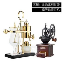 복고풍 커피머신 커피 메이커 도구 탁상 히터 드립, B.골드포트+관람차콩분쇄기, 1개