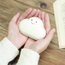 [소공원] KC인증 USB 충전식 휴대용구름모양 구름송이 보조배터리겸용손난로 충전용핫팩 손난로 전자 낚시 등산, 아이보리, 구름손난로
