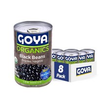 Goya Foods 검은콩 바다 소금이 함유된 저나트륨 439.4g(15.5oz) (8팩), 439g, 1) 검은콩 - 15.5 Ounce (Pack of 8