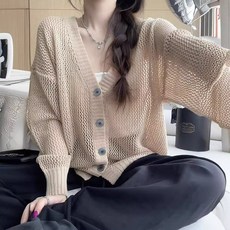 여성 가디건 브이넥 니트 심플 데일리 가디건