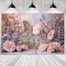 기발한 핑크 나비 배경 꽃 사진 촬영 스튜디오, 1개, 19) Vinyl 100x70cm - F