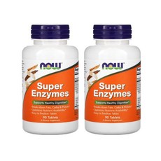 나우푸드 슈퍼 엔자임 효소 Super Enzymes 펩신 파파인 90타블렛 나우푸땡 약들약 고약사, 90정, 2개