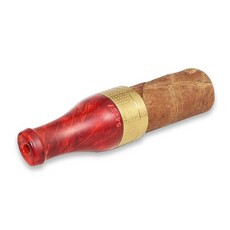Dxon 럭셔리 시가 필터 홀더 마우스 피스 휴대용 세트 짧은 시가 파이프 홀더, Red, 1개