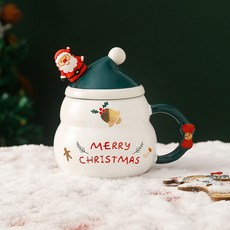 BLOWFISHFUGU 추동 머그컵 머그귀여운 눈사람 아이디어 크리스마스 컵 커플 물컵, 1개, B