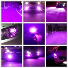 안개등 자동차 LED 전조등 써치라이트 H1 H3 H7 H9 9005 HB4 880 881 5202 PSX24W LED 안개등 화이트 블루, 01 14000LM_12 H16 (JP), 07 보라색, 1개