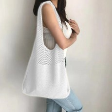 숄더백 니트 토트 팩 대용량 캐주얼 할로우 핸드배 우븐 할로우 여름 여성용