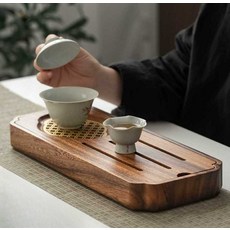 다기 트레이 원목 차판 배수 받침대, 호두-네잎 클로버 트레이, 상세페이지 참고, 1개