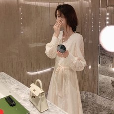 MDTOUR 여성 레이스 치마 스커트 가을겨울 코트를 매치한 롱 스커트 선녀 미디 AP-000218804