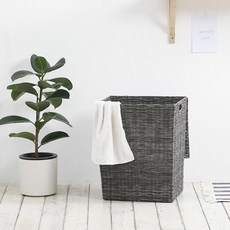 달리 내추럴 라탄 햄퍼 빨래 바구니 사각 80L, 브라운