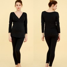 [쁘띠마리에] 면스판 뉴샤론 임부내의 상하SET(챠콜그레이)