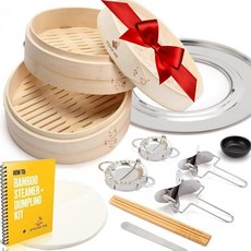 10인치 대나무 찜기 바구니 고리 포함 - 만두 바오 딤섬 번 메이커 몰드 2개 라이너 40개 등, New 10 Inch Steamer, New 10 Inch Steamer
