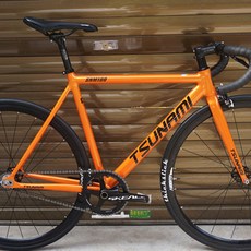  쓰나미프레임 고정 기어 셋 트랙 플라이 픽시 레이싱 스피드 로드 자전거 Tsunami 100 Fixie 세트 알루미늄 합금 6061 700C 앞 포크, 주황색 