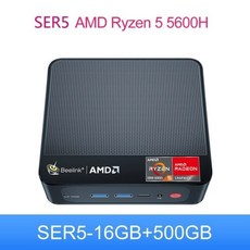 Beelink-SER5 AMD Ryzen 5 5600H SER6 Pro 6800H 윈도우즈 11 프로 미니 PC DDR4 16GB NVME SSD 500GB Wifi 6E 데스크탑, [04] 5600H 16G500G