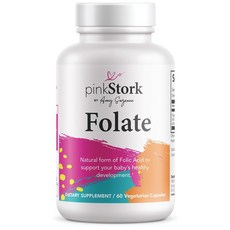 Pink Stork Folate Women-Owned 60 Cap 임신초기비타민D 임신준비엽산 엽산400mg 활성형엽산 솔가천연엽산 임산부솔가엽산 남자엽산 천연엽산, 1개, 1