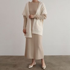 가을 간절기 여성 캐시 터치 포켓 보들보들 니트 숄 머플러 가디건 / 6컬러