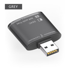 NM 카드 리더기 다기능 USB 컴퓨터 SD 듀얼 메탈 투 인원 윈도우즈 시스템/맥 OS/리눅스와 호환, 한개옵션2, 02 GREY, 한개옵션1
