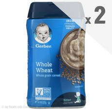 거버 2단계 통밀 통곡물 홀그레인 시리얼 227g x2팩 Whole Wheat Grain Cereal 8 oz, 통밀+통곡물