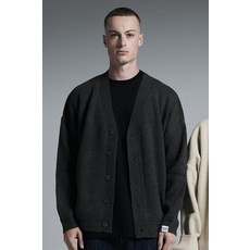  어퍼스트로피 콤마 슬리브 포인트 니트 가디건 다크그레이 