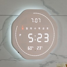 플라이토 3세대 백라이트 터닝 폴리곤 온습도 LED벽시계, 화이트, 화이트