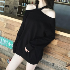 EVSOUMAC Hearts price IBOY UGIRL 가을 긴팔 오프숄더 롱 맨투맨