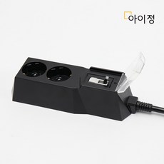 아이정 4000W 고용량 멀티탭 과부하 차단 2구 블랙, 3m, 1개