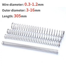 스프링강 304 스테인레스 스틸 압축 용수철 리턴 철사 직경 0.31.2mm 외경 316mm 길이 305mm 1 개, 01 305mm(1pcs), 07 8mm, 04 0.6mm, 1개