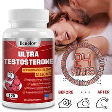 슈퍼 테스토스테론 부스터 - Tongkat Ali Tribulus Terrestris 인삼 Epimedium 에너지 강화 체력 체력 강화 성욕 강화 신체 크기 증가, 2개, 120정