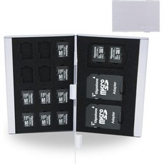 BLUECRAFT SD 카드 케이스 최대 18슬롯 4SD + 14microSD 머머리 수납 홀더 슬림 알루미늄 정전기 방지 레드, Silver_Max. 21 Slots [3 SD + 1, 1개