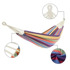해먹 스트랩 캠핑해먹 98 폴리에스터 코튼 작은 컬러 스트립 내추럴 로프 200x150cm 2M 타이 2 개와 백 포함, 1.색상