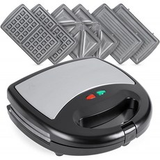 Best Choice 제품 3-in-1 750W Dishwasher Safe Non-Stick Stainless 스틸 샌드위치 와플 파니니 메이커 프레스 3 교환식 그릴, 단일옵션