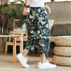 항아리바지 똥싼바지 배기팬츠 여름 리넨 반바지 남성 캐주얼 슬랙스 편한 바지 편의점용