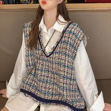 kirahosi 여자 대학생 가을 트위드 조끼 +덧신 증정 CGmquqfq