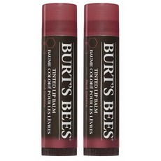 Burt's Bees 100% Natural Tinted Lip Balm Pack of 2 버츠비 착색 립 밤 레드 달리아 0.15oz(4.2g)x2개 보습/케어 립밤, 1개, 기본