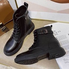 여성데일리레이스업플랫워커부츠