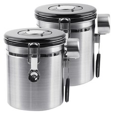 Sifei 스테인리스 스틸 이그조스트 씰드 탱크 커피보관용기 1.5L, 2개, Silver