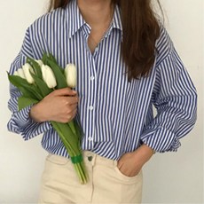예쁜 블루 스트라이프 셔츠 남방 캐주얼남방 여자셔츠